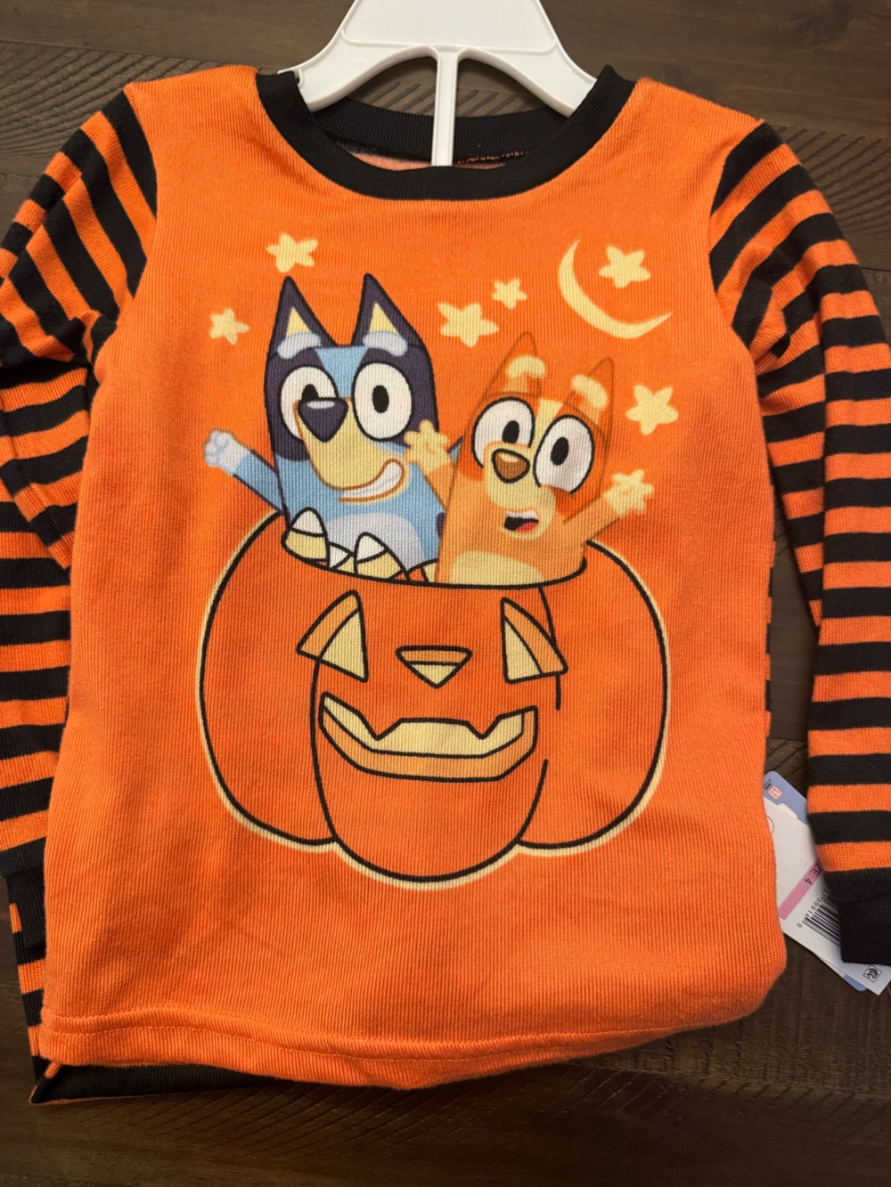 Disney bluey Orange & Black Striped Halloween Pumpkin pajama pants and shirt set